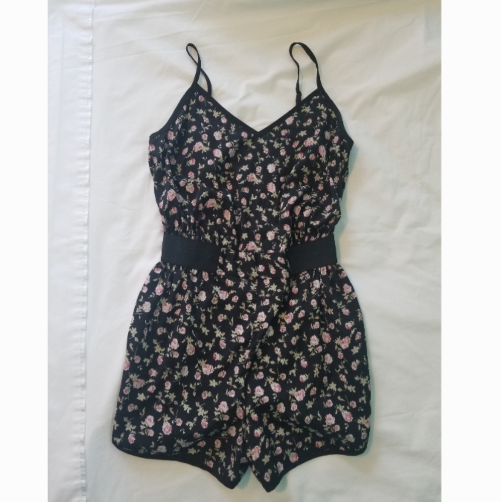 Small Black Floral Romper